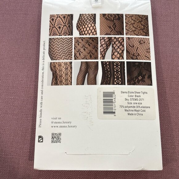 Stems Etoile Sheer Tights in Black One Size New Womens Crystal Rhinestone Stars - Picture 6 of 7